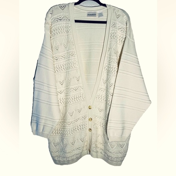 Elisabeth Liz Claiborne Cream Plus Size 3X Preppy Academia Cardigan Sweater - Picture 1 of 6